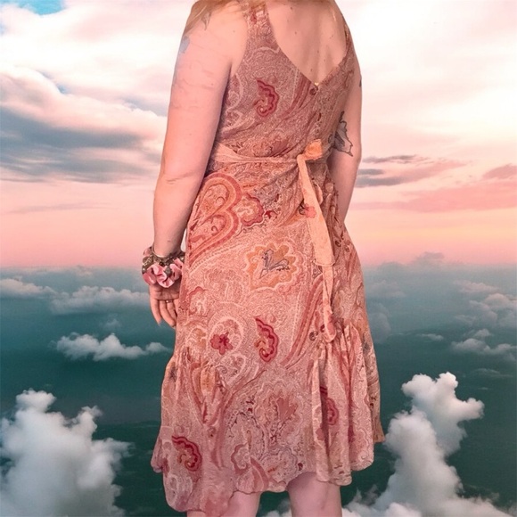 Jonathan Martin Colorful Paisley Ruffled Tiered Sundress With Coin Belt Tie 10P - Picture 2 of 13